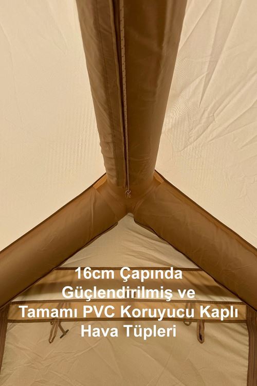 Monicamp 6 Kişilik 4 Mevsim Şişme Kamp Çadırı 6m2 300cm x 200cm x 210cm 420D Kumaş Manuel Pompalı