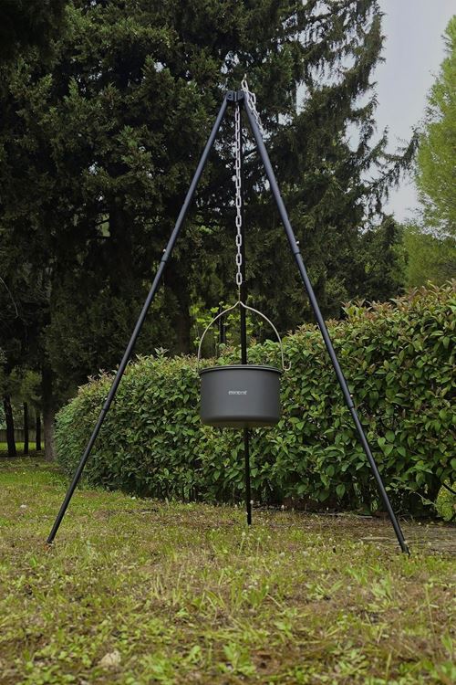 Monicamp Kamp Ateşi Askısı Zincirli ve Kancalı 3 Ayaklı Tencere Kazan Askısı