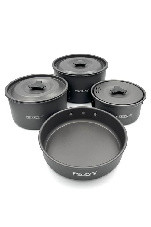 Monicamp Kamp 3 Tencere ve Tava Seti Kamp Mutfağı 4'lü Pişirme Seti 7 Parça