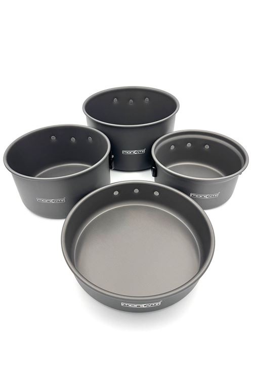 Monicamp Kamp 3 Tencere ve Tava Seti Kamp Mutfağı 4'lü Pişirme Seti 7 Parça