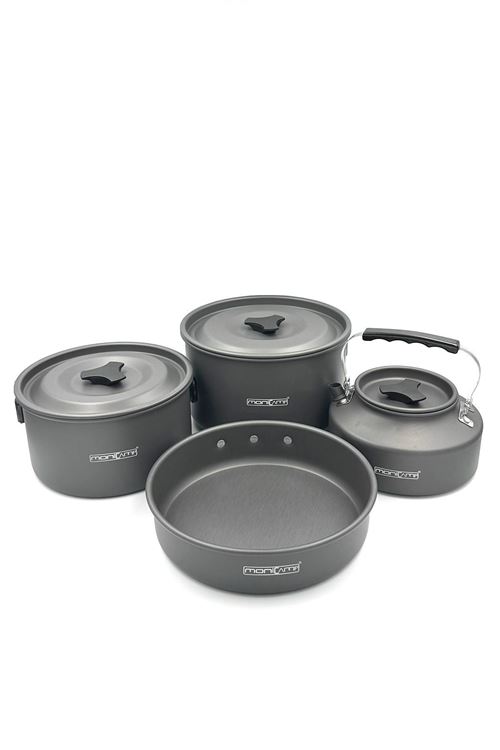 Monicamp Kamp Tencere, Tava Ve Çaydanlık Seti Kamp Mutfağı 4'lü Set