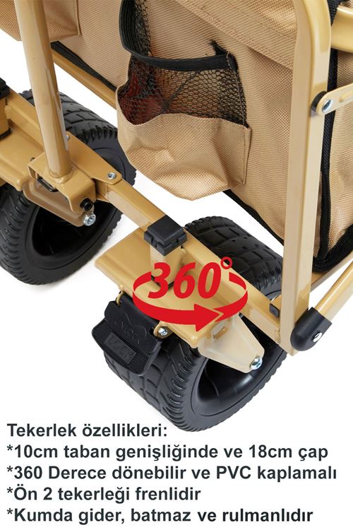 Kamp Arabası Katlanır Taşıma Arabası Büyük Vagon Pazar Alışveriş Araba Frenli Ve Geniş Tekerlekli